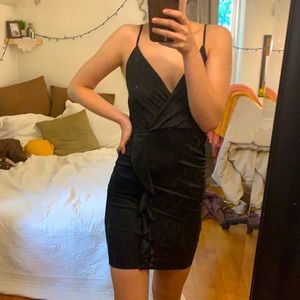 Perfect ruched black mini dress